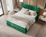 Boxspringbett Castella Samt mit Stauraum – Grün