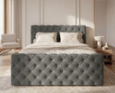 Boxspringbett Adora Samt mit Stauraum – Grau