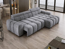 Designer Ecksofa Amalfi in Samt mit elektrischer Sitzerweiterung