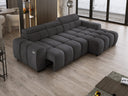 Designer Ecksofa Amalfi in Samt mit elektrischer Sitzerweiterung