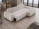 Designer Ecksofa Amalfi in Samt mit elektrischer Sitzerweiterung