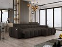 Designer Ecksofa Amalfi in Samt mit elektrischer Sitzerweiterung