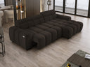 Designer Ecksofa Amalfi in Samt mit elektrischer Sitzerweiterung
