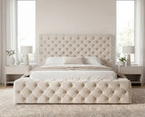 Designer Polsterbett Siena in Samt – Beige