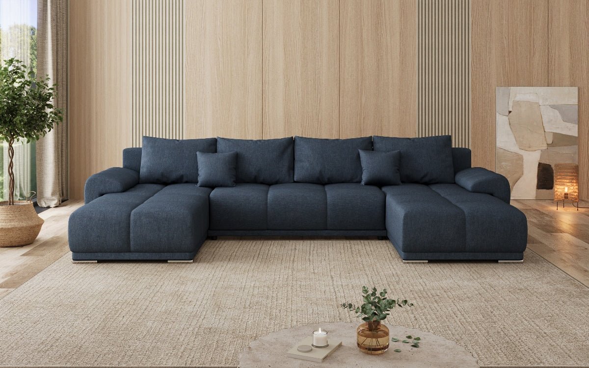 Designer Sofa Leni U mit Schlaf- und Klappfunktion in Stoff
