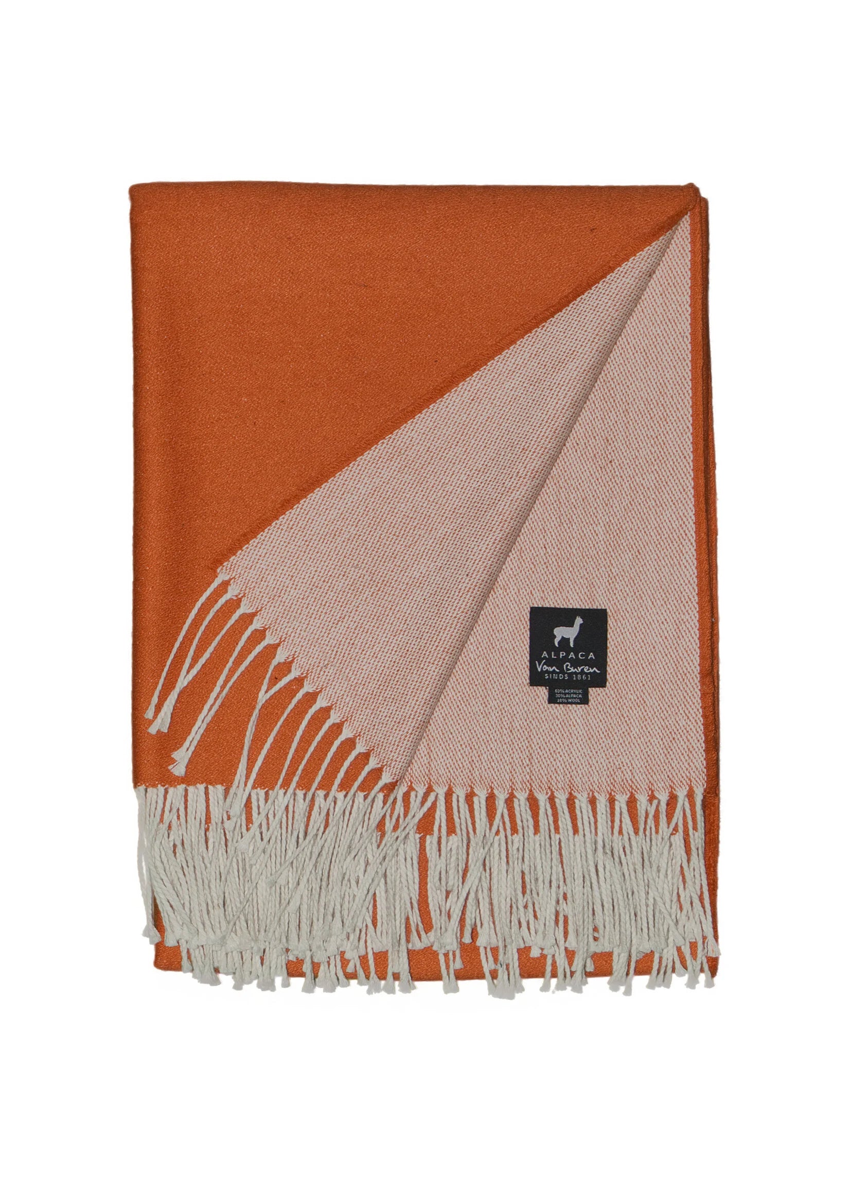 Leichte Alpaka Tagesdecke Noria - Reine Alpakawolle in Orange - 175x135 cm