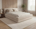 Designer Polsterbett Velia in Samt mit Stauraum – Beige