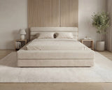 Designer Polsterbett Velia in Samt mit Stauraum – Beige