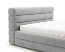 Designer Polsterbett Velia in Samt mit Stauraum – Hellgrau