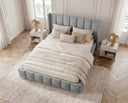Designer Polsterbett Viola in Samt – Grau