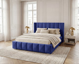 Designer Polsterbett Viola in Samt – Blau