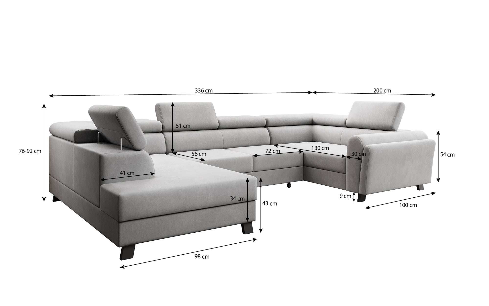 Designer Sofa Emilio mit Schlaf- und Klappfunktion