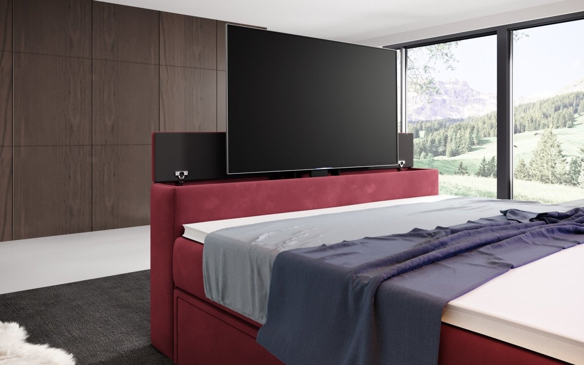 Boxspringbett Jupiter mit TV Lift, RGB und Stauraum - Luxusbetten24