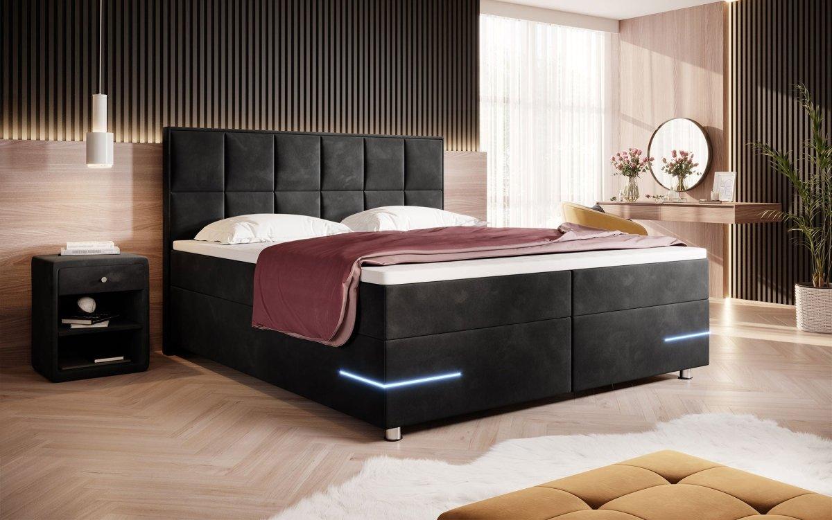 Boxspringbett Lea mit LED (Samt) - Luxusbetten24