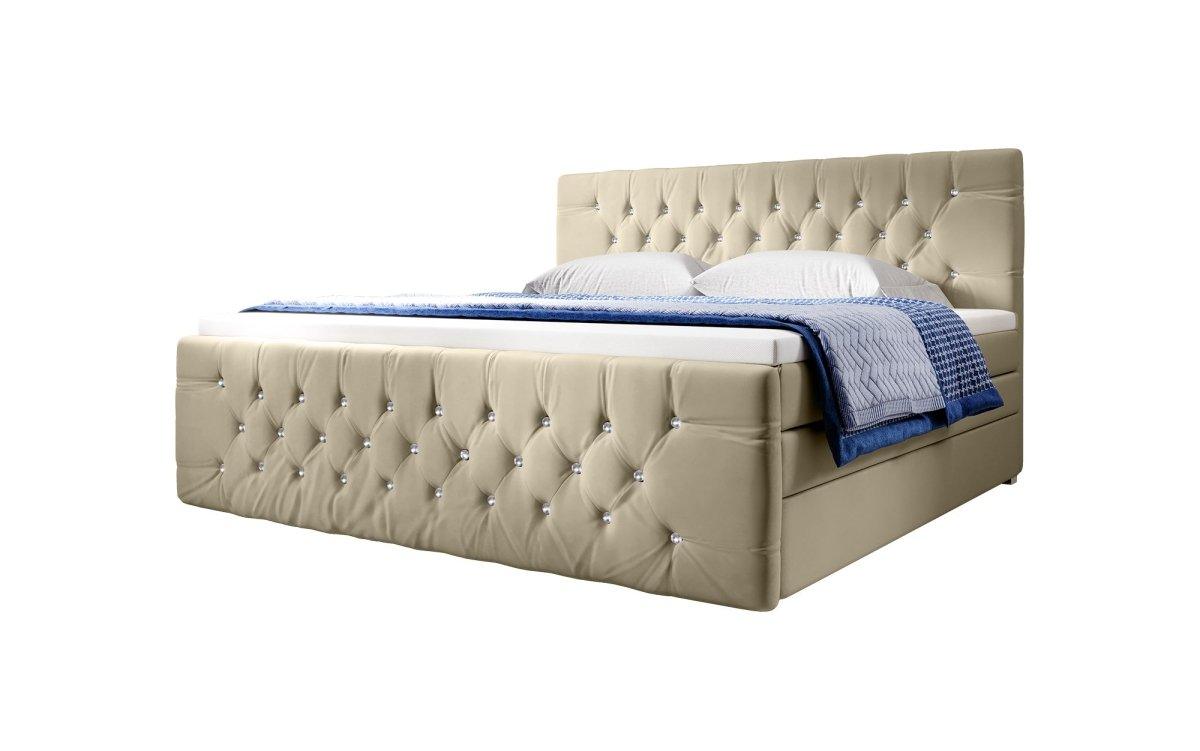 Boxspringbett weiß mit Strasssteinen store