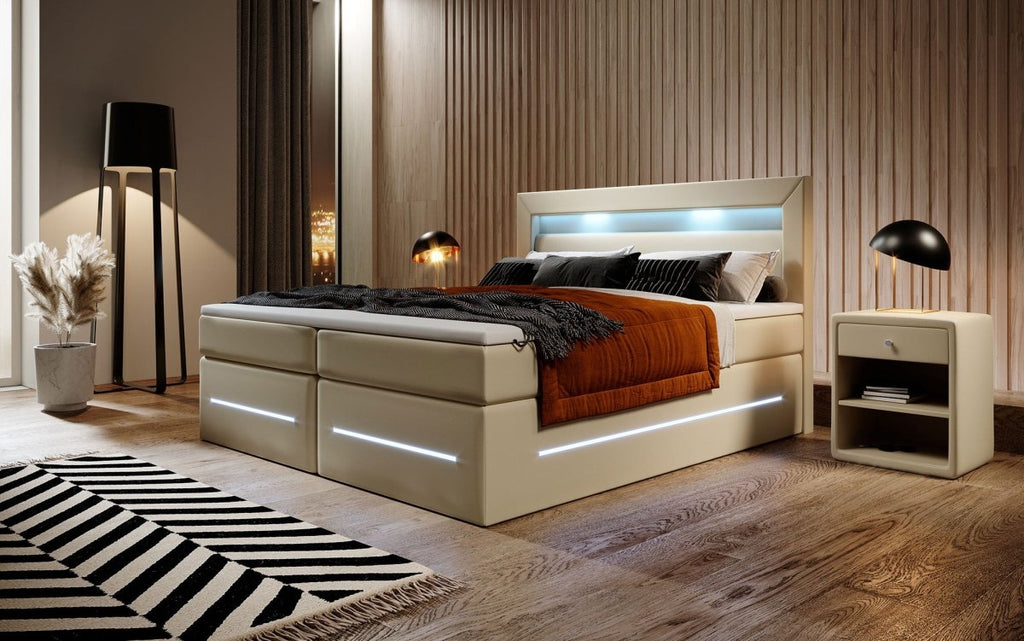 Boxspringbett Sevilla mit LED und Stauraum
