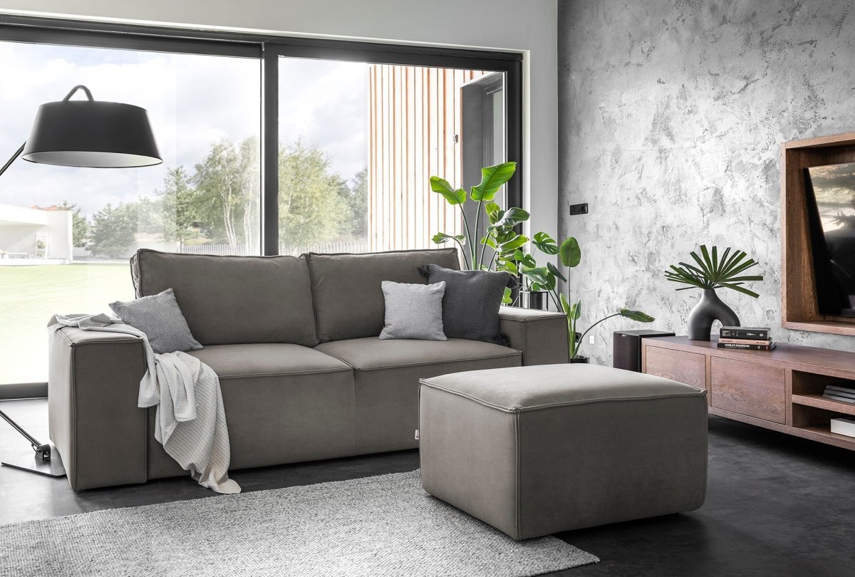 Designer 2er Sofa Solaris mit Stauraum und Schlaffunktion - Luxusbetten24