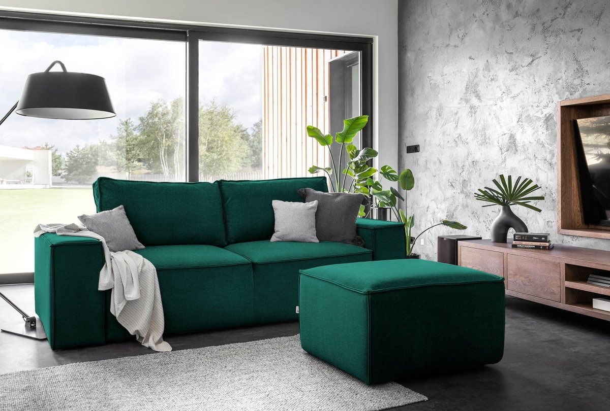 Designer 2er Sofa Solaris mit Stauraum und Schlaffunktion - Luxusbetten24