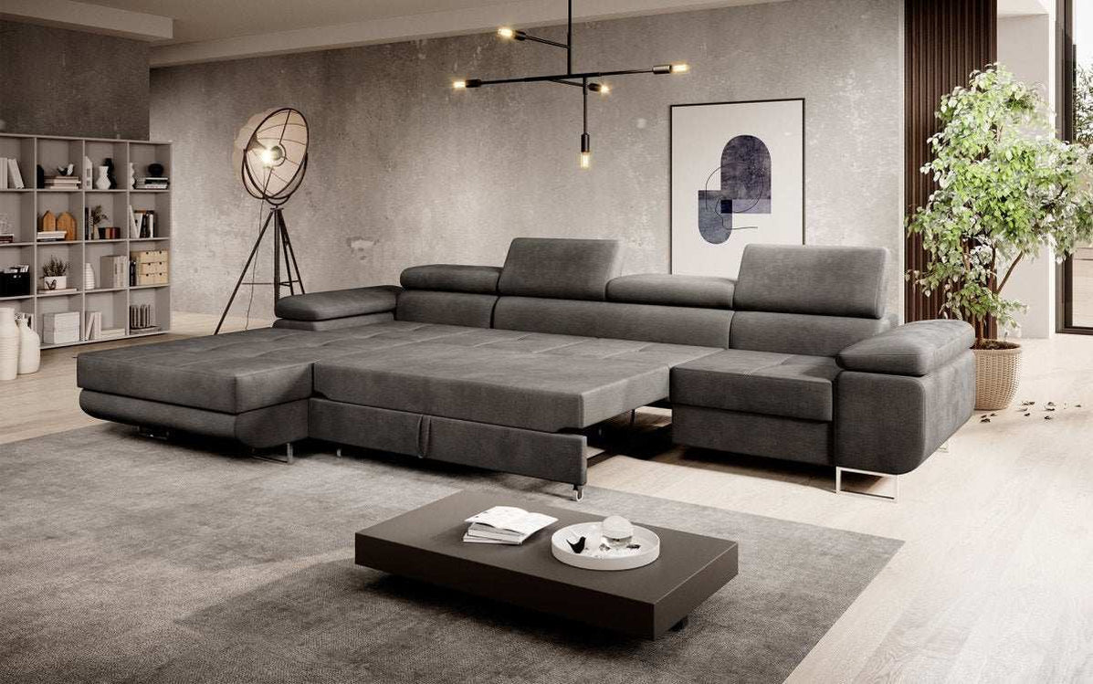 Designer Sofa Calvera Maxi mit Schlaf und Klappfunktion (Samt