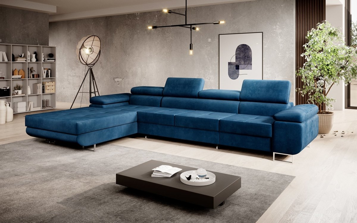 Designer Sofa Alonzo Maxi mit Schlaf- und Klappfunktion (Samt) - Luxusbetten24