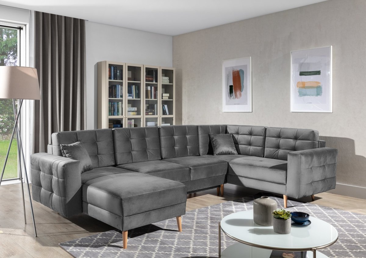Designer Sofa Fjord U mit Schlaffunktion und Stauraum - Luxusbetten24