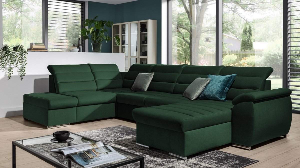 Designer Sofa Indigo mit Schlaf- und Klappfunktion - Luxusbetten24