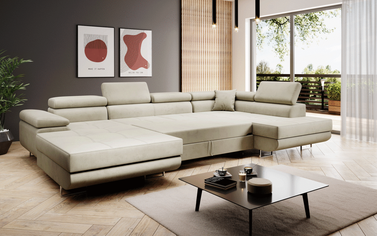 Designer Sofa Lago mit Schlaf - und Klappfunktion (Samt) - Luxusbetten24