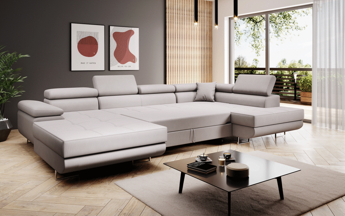 Designer Sofa Matera mit Schlaf - und Klappfunktion (Stoff) - Luxusbetten24