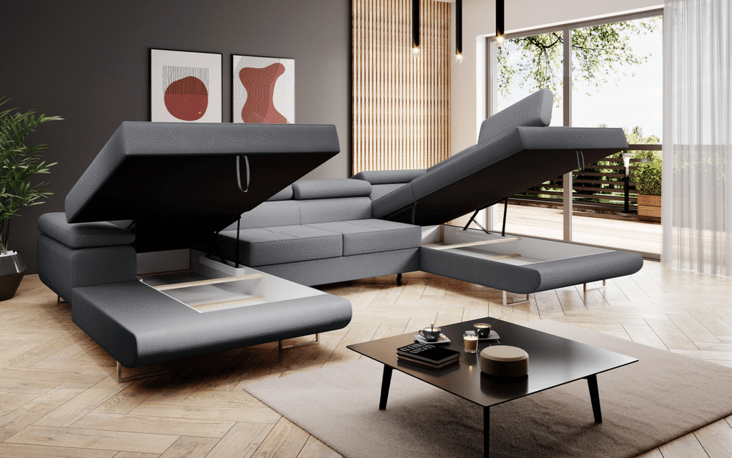 Designer Sofa Matera mit Schlaf- und Klappfunktion (Stoff)