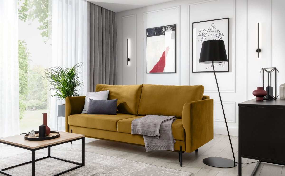 Designer Sofa Renila mit Schlaffunktion und Stauraum - Luxusbetten24