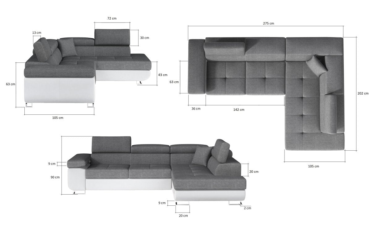 Designer Sofa Udine mit Schlaf- und Klappfunktion - Luxusbetten24