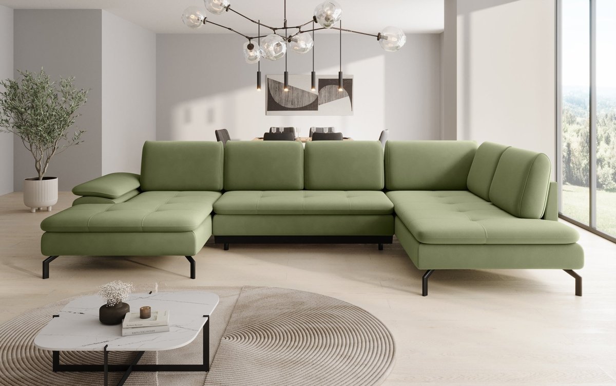 Designer Sofa Verila U mit Schlaf- und Klappfunktion - Luxusbetten24