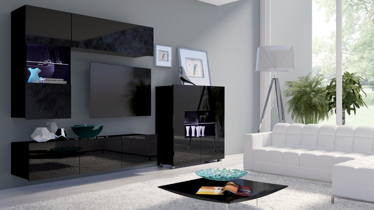 Designer Wohnwand Miro mit LED - Luxusbetten24
