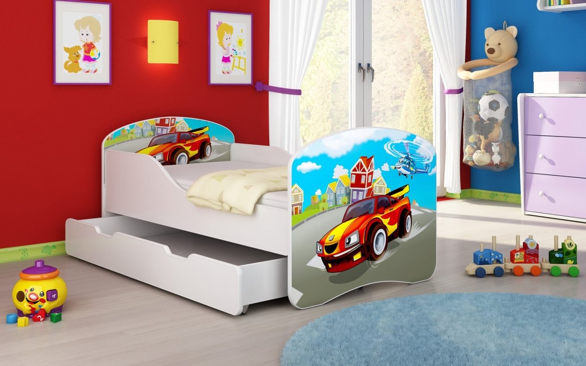 Kinderbett Luna mit Stauraum und verschiedenen Motiven - Luxusbetten24