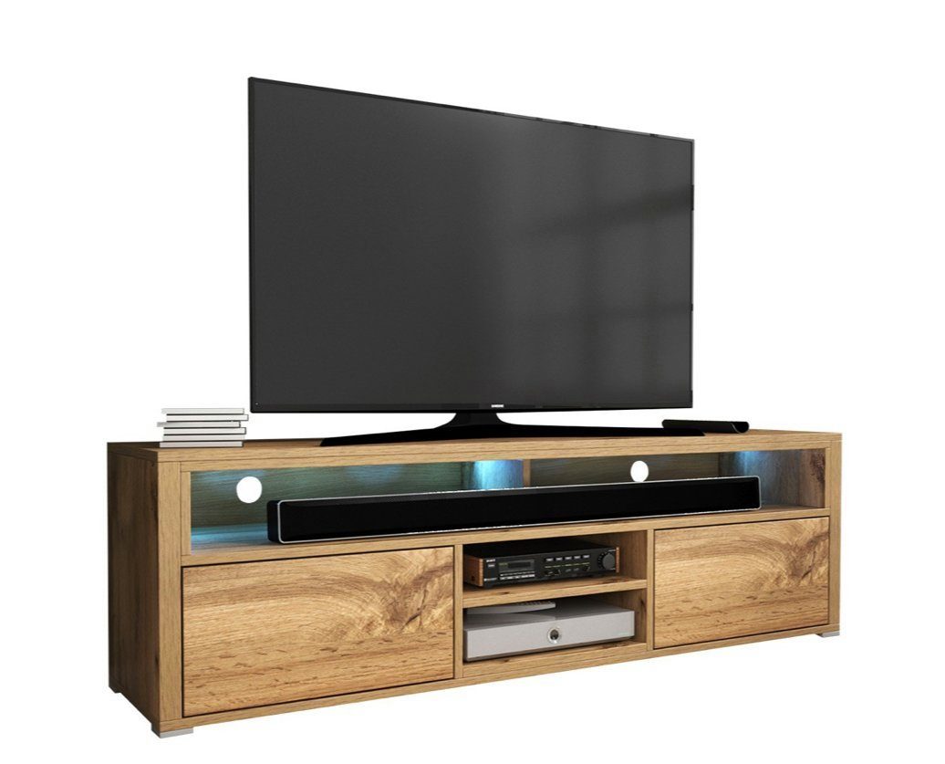 TV-Lowboard Credenza mit LED in Eichenoptik - Luxusbetten24